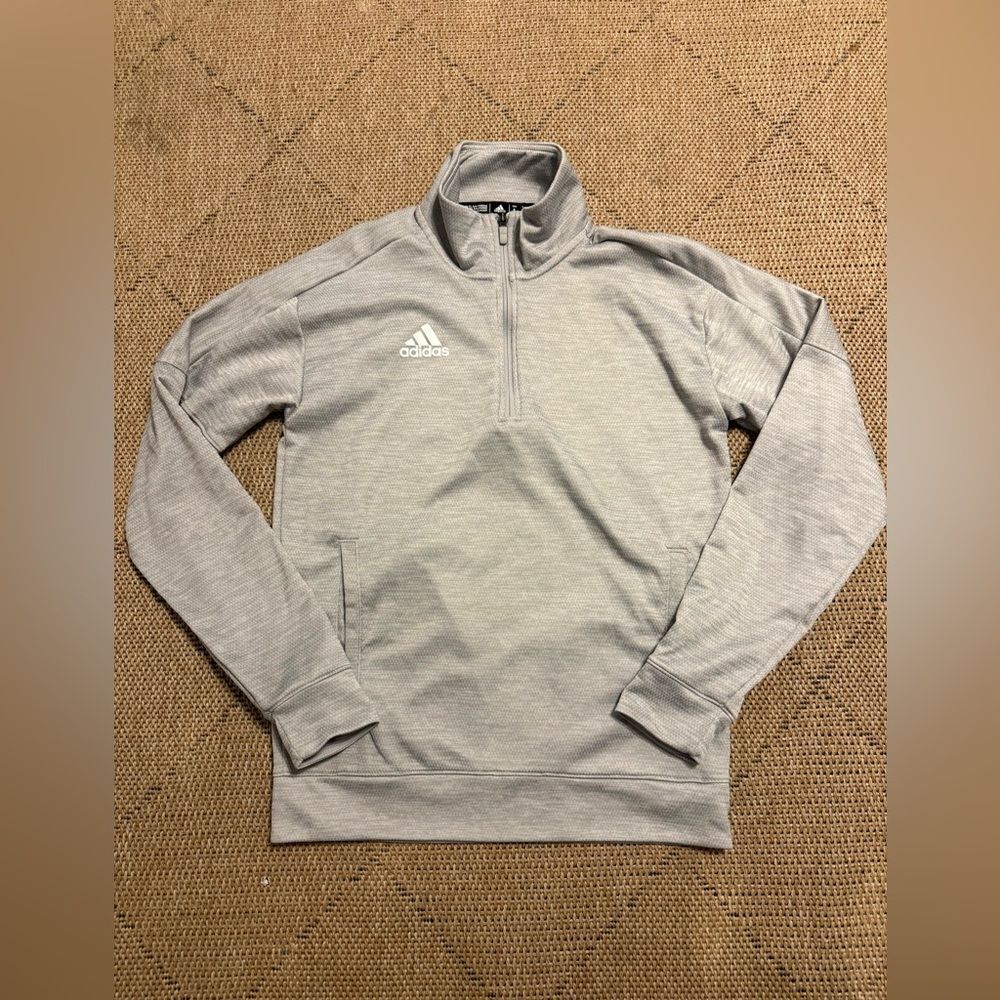 Adidas Quarter Zip Ash Gray Pullover Sweater with Pockets Size Small Men’s